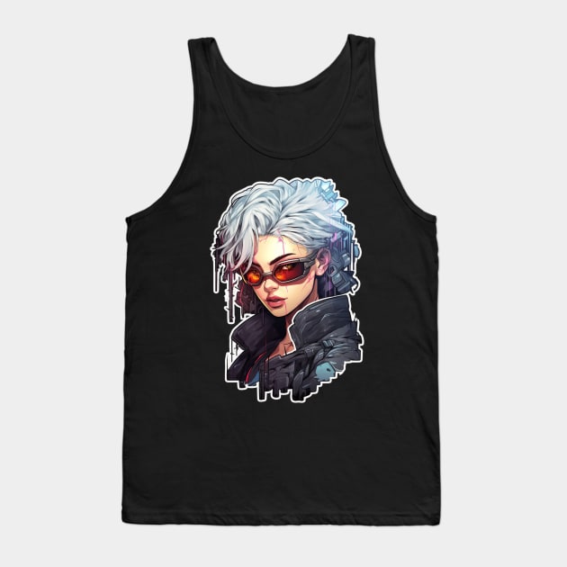 Cyberpunk Girl Tokyo Anime Tank Top by Nightarcade